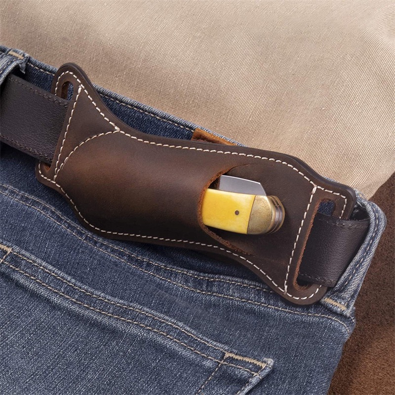 Edc Carry Knife - ซองมีด EDC หนังแท้ สำหรับพกพาแบบคาดเอว – ห่วงเข็มขัด